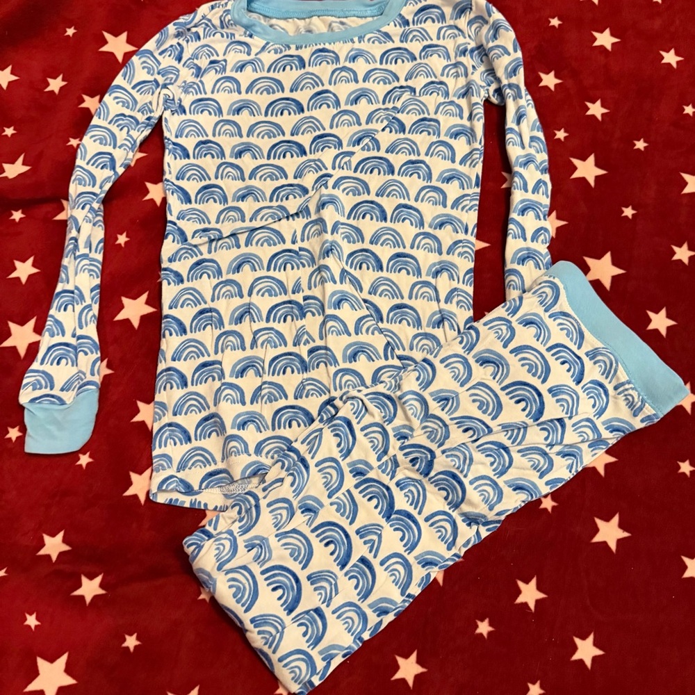 Little Sleepies Blue and White Rainbow Pajama Set